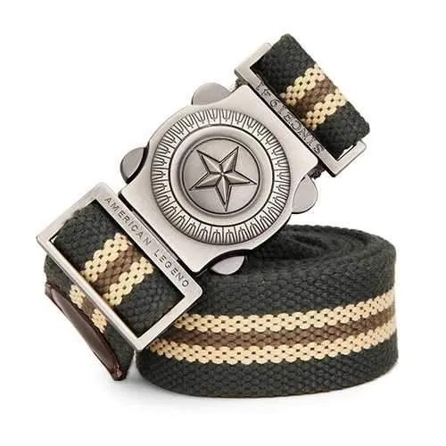 140CM Men Pentagram Extended Length Canvas Military Tactical Belt Automatic Buckle