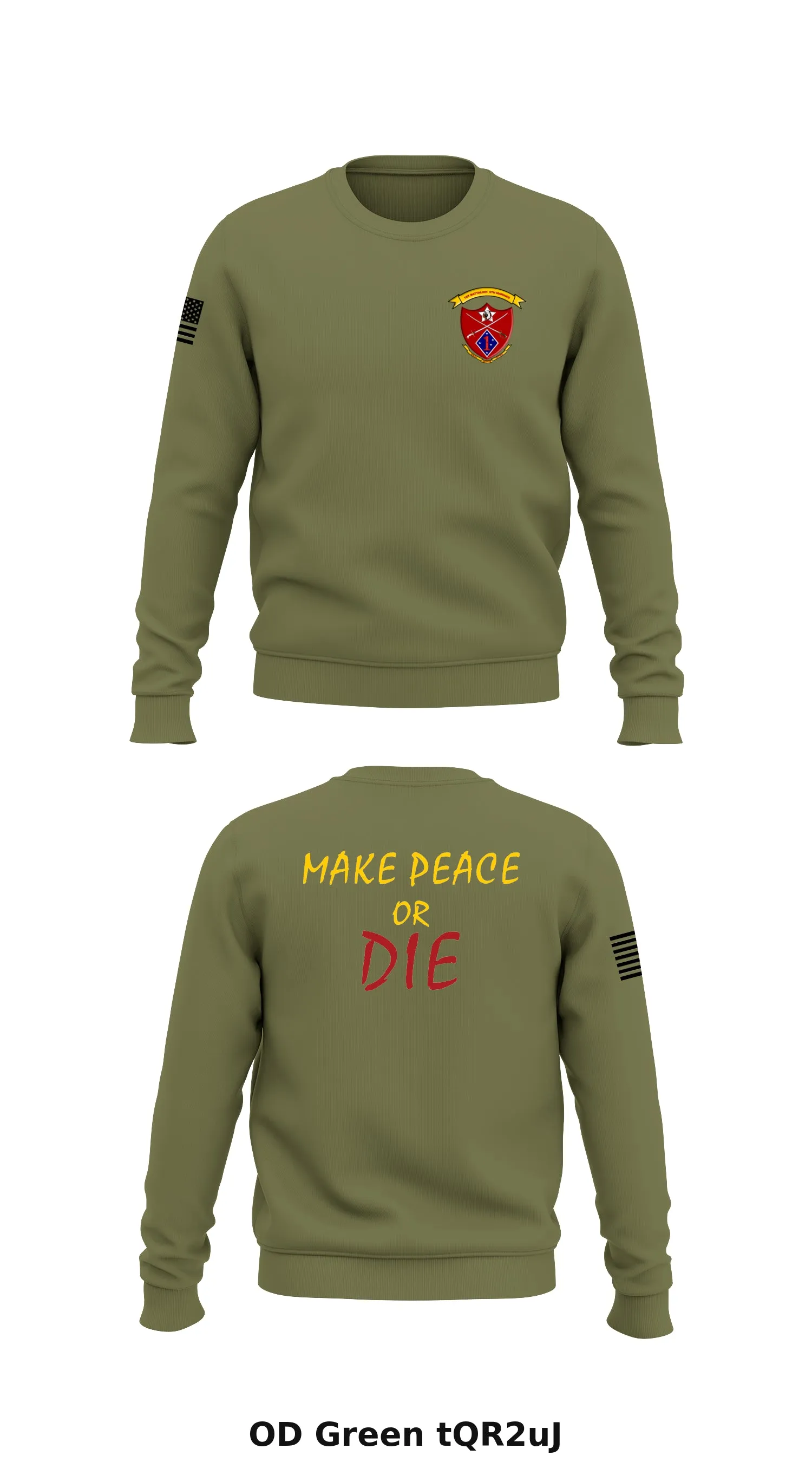 1st Battalion, 5th Marines  Store 1 Core Men's Crewneck Performance Sweatshirt - tQR2uJ