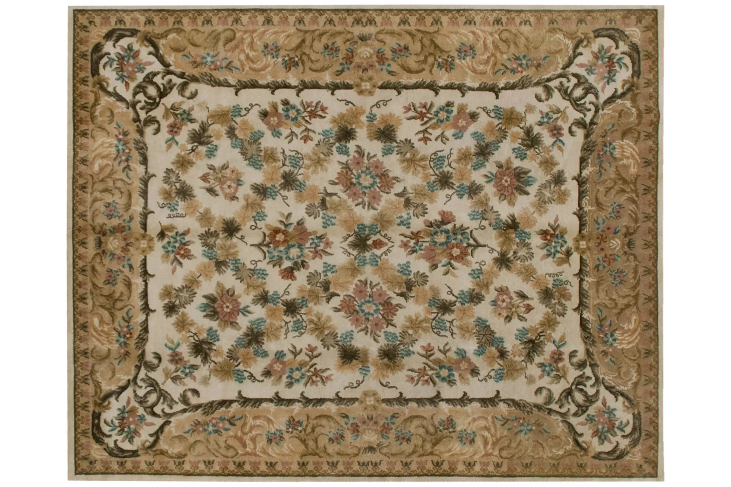 8x10 Vintage Contemporary Indian Savonnerie Design Carpet