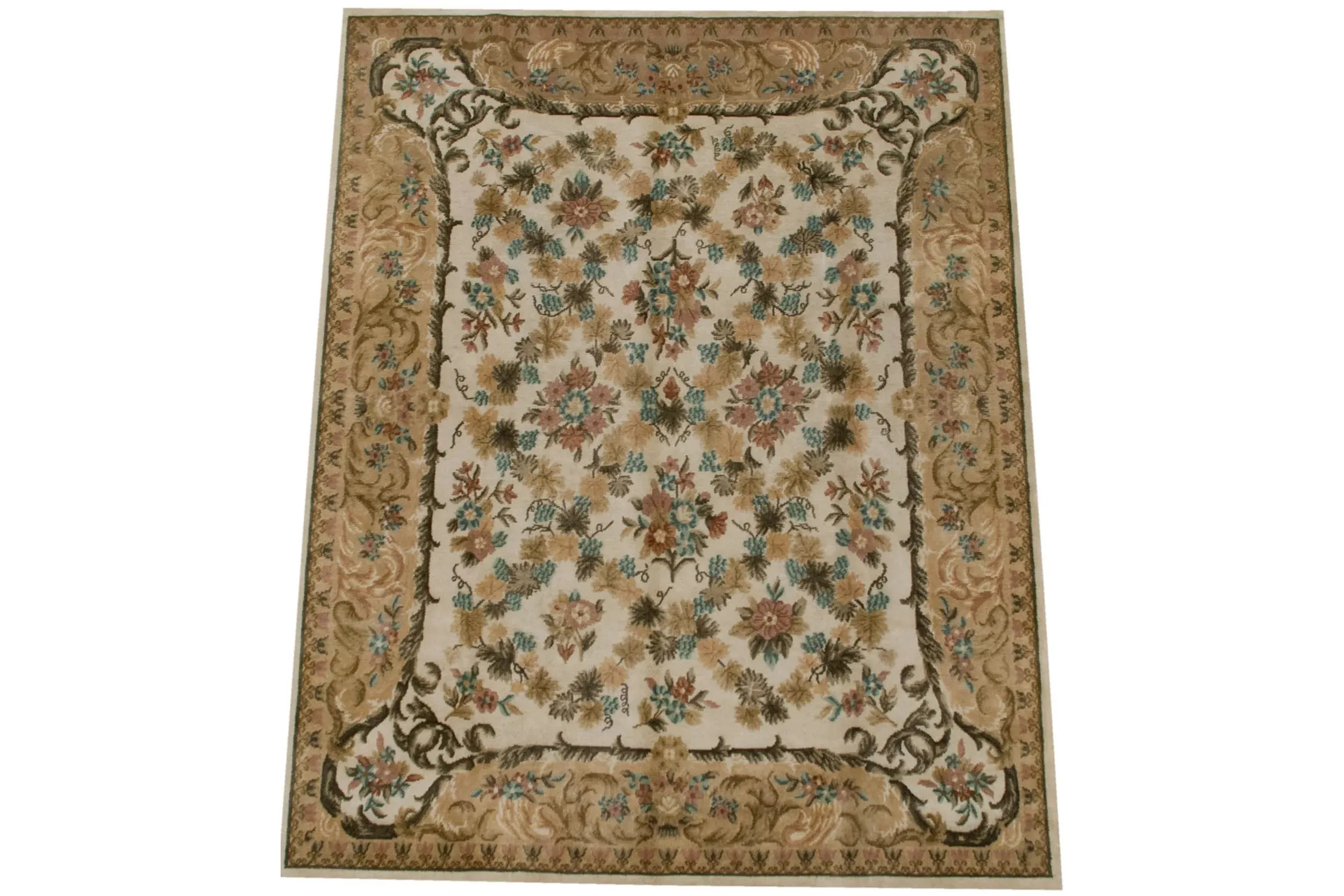 8x10 Vintage Contemporary Indian Savonnerie Design Carpet