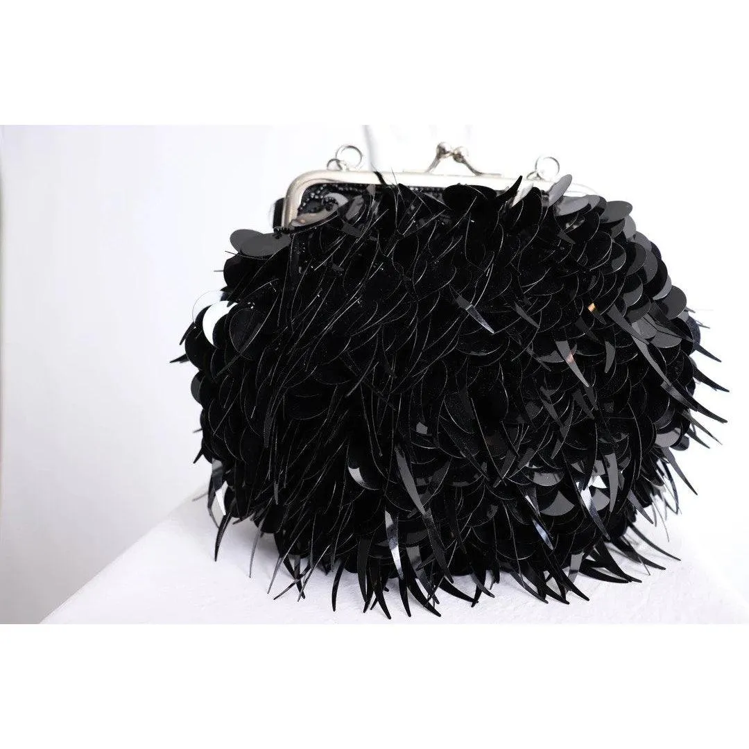 90's Black Sequined Mini-Bag