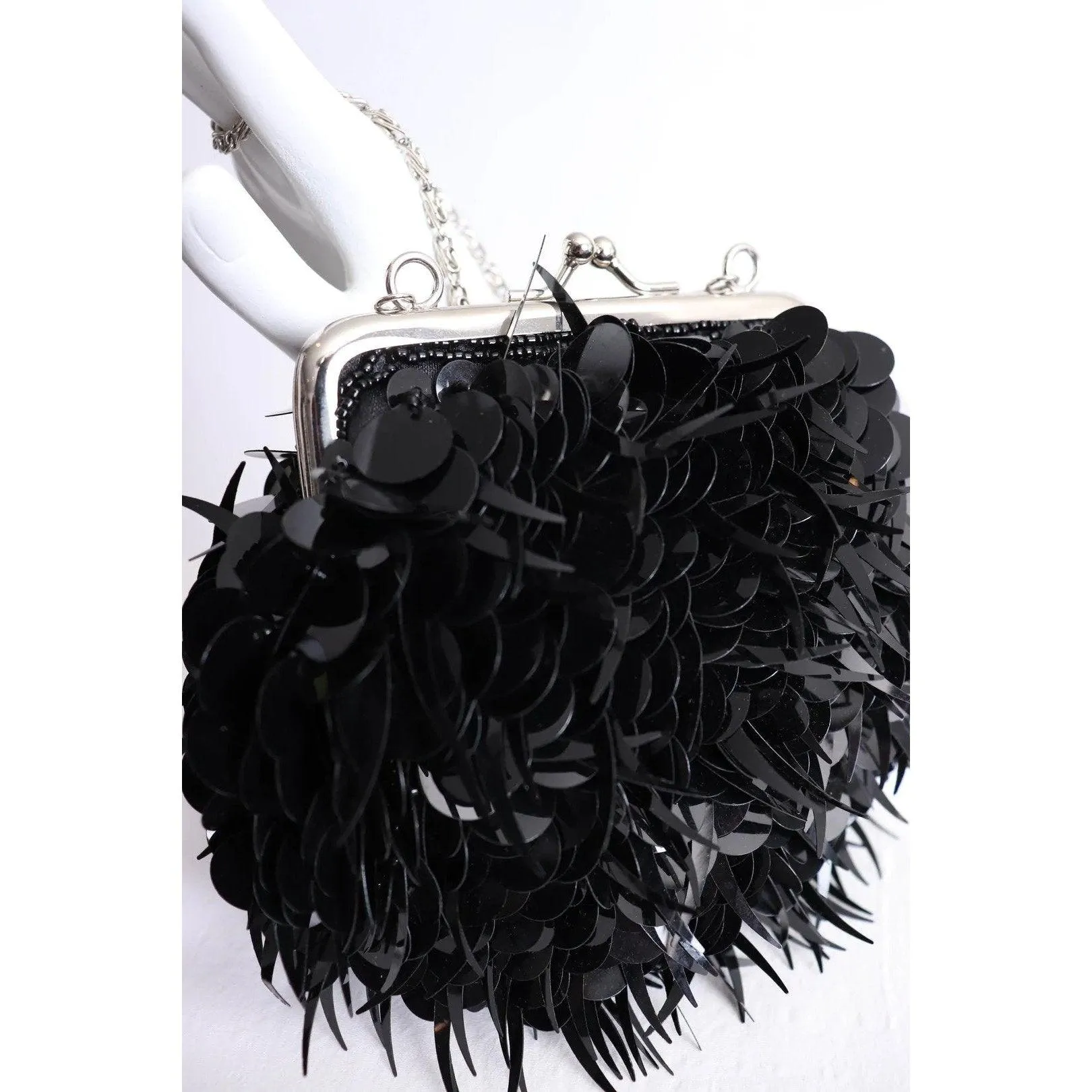 90's Black Sequined Mini-Bag