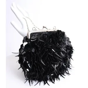 90's Black Sequined Mini-Bag