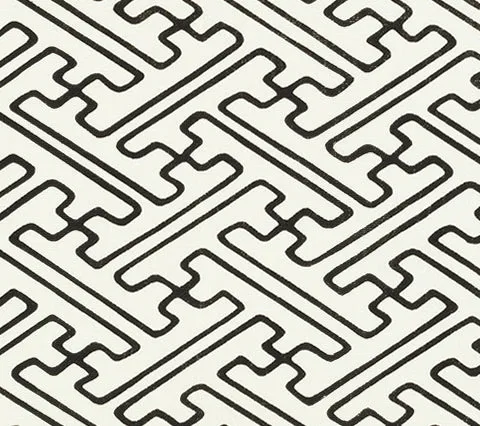 Alan Campbell Fabric: Saya Gata Lines - Custom Black on Oyster Heavy Linen