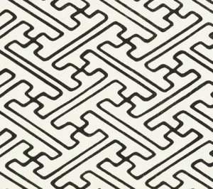 Alan Campbell Fabric: Saya Gata Lines - Custom Black on Oyster Heavy Linen