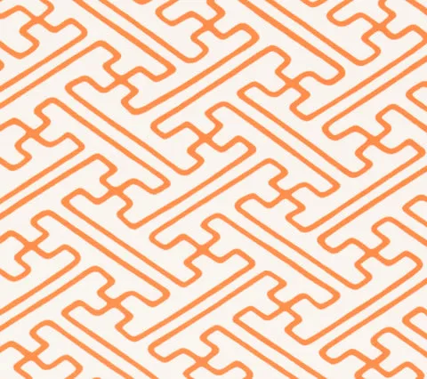 Alan Campbell Fabric: Saya Gata Lines - Custom Orange on Tinted Belgian Linen / Cotton