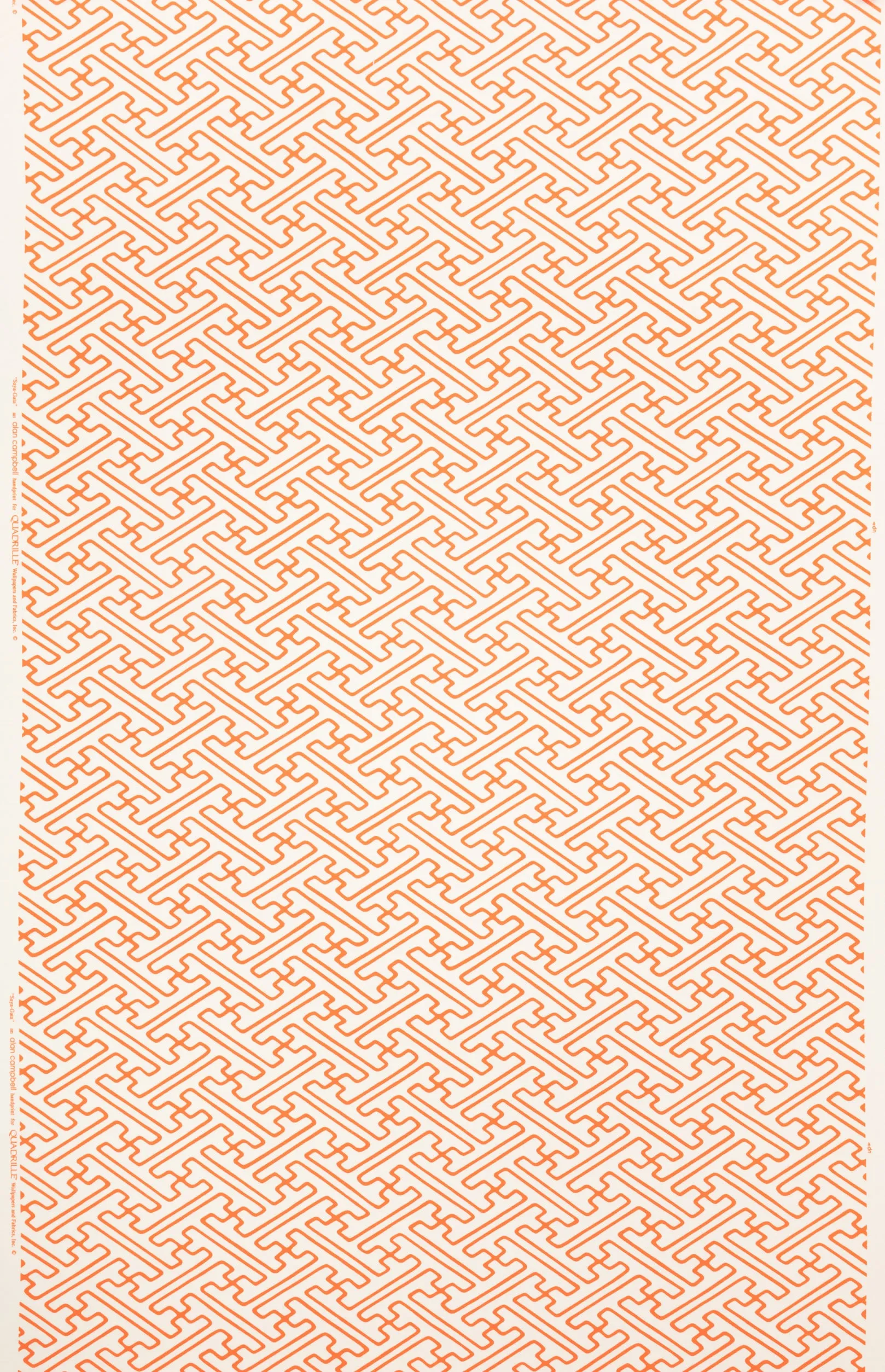Alan Campbell Fabric: Saya Gata Lines - Custom Orange on Tinted Belgian Linen / Cotton