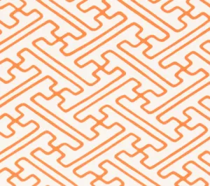 Alan Campbell Fabric: Saya Gata Lines - Custom Orange on Tinted Belgian Linen / Cotton