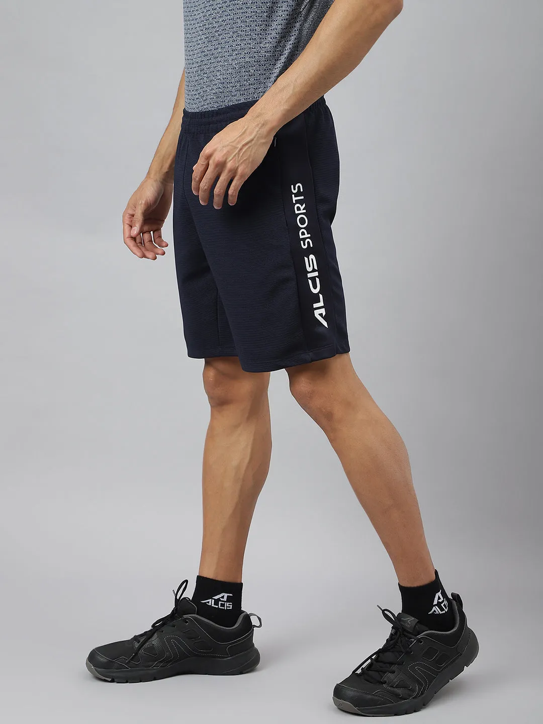 Alcis Men Navy Anti-Static Slim-Fit Training Shorts