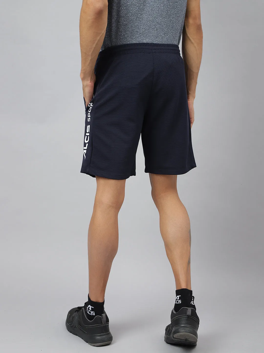 Alcis Men Navy Anti-Static Slim-Fit Training Shorts