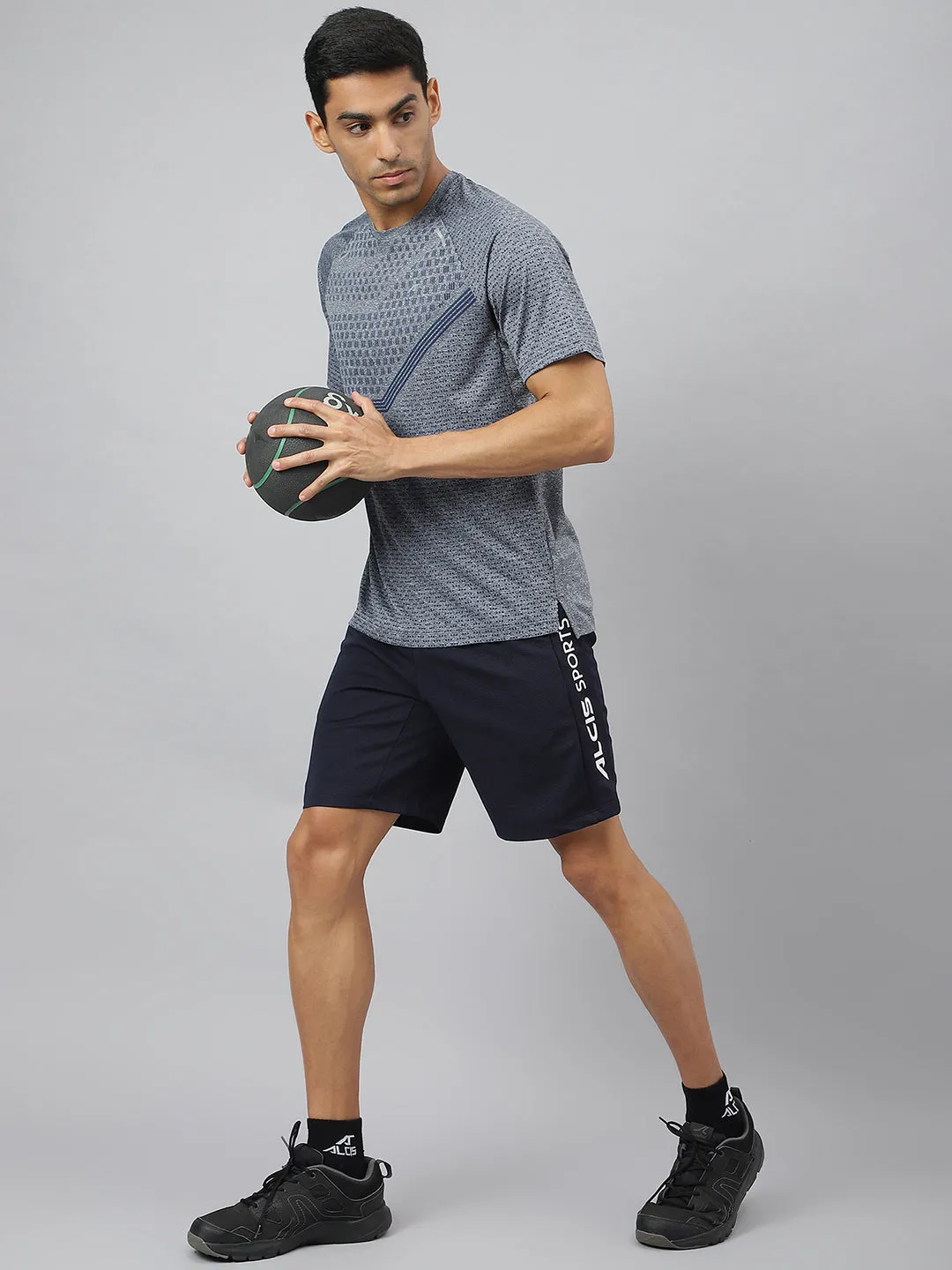 Alcis Men Navy Anti-Static Slim-Fit Training Shorts