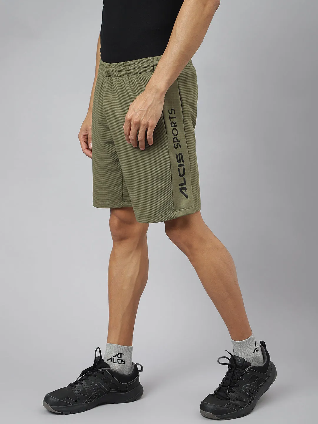 Alcis Men Olive Anti-Static Slim-Fit Training Shorts