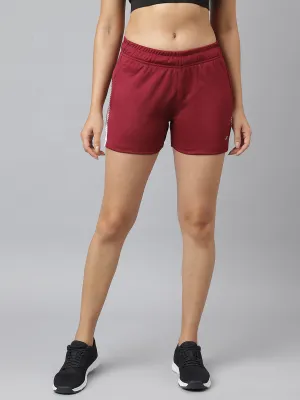 Alcis Women Red Plum Anti-Static Soft-Touch Slim-Fit Training Shorts