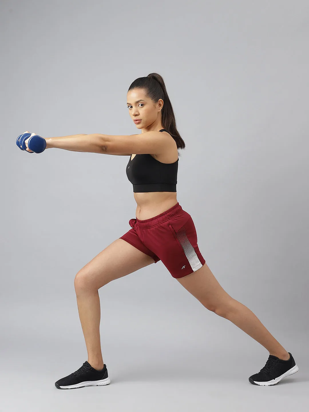 Alcis Women Red Plum Anti-Static Soft-Touch Slim-Fit Training Shorts