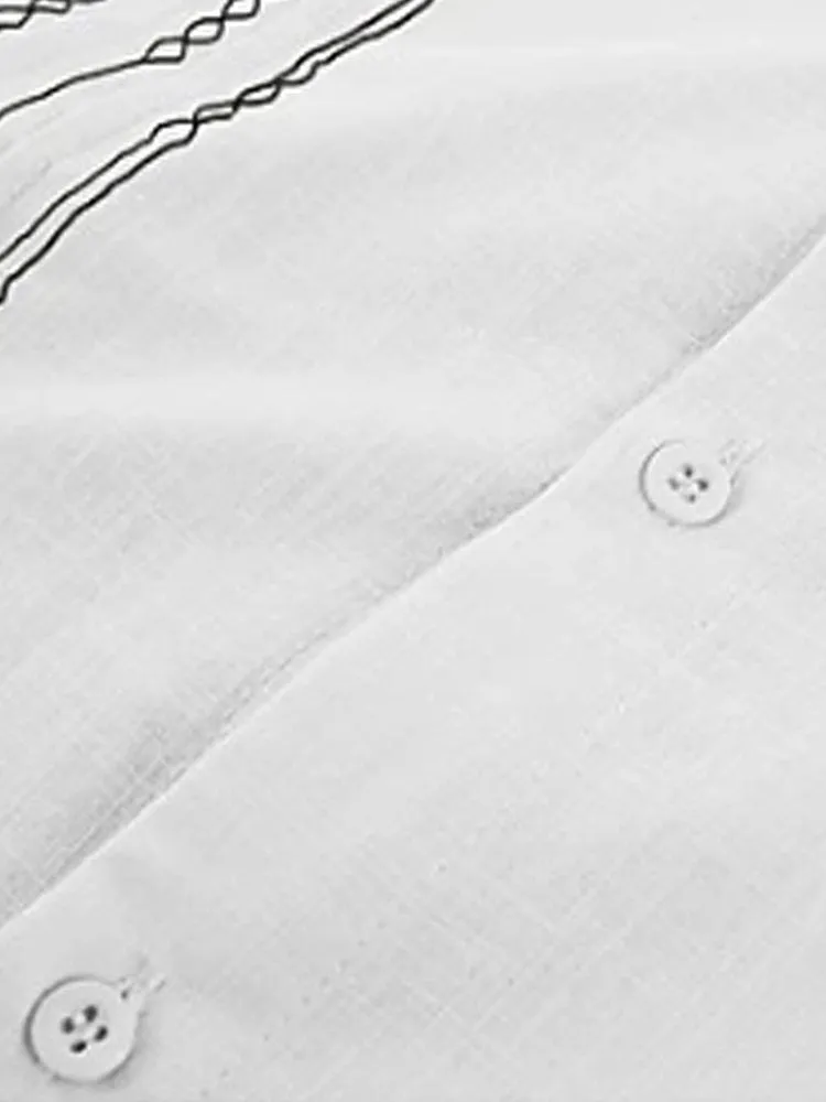 Alohadaddy Geometric Retro Basic Print Men's Button-Up Shirt