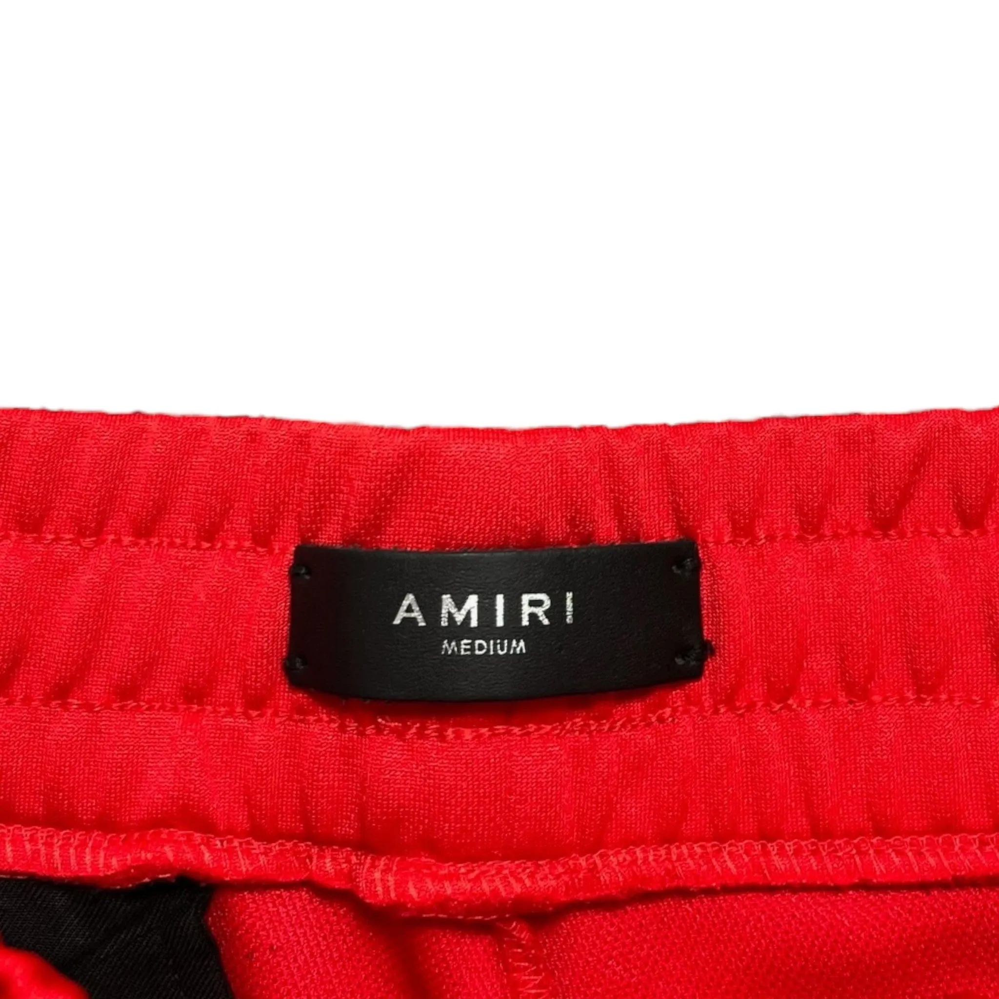 Amiri Leather Trimmed Star Logo Track Pants Red Pre-Owned