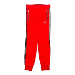 Amiri Leather Trimmed Star Logo Track Pants Red Pre-Owned