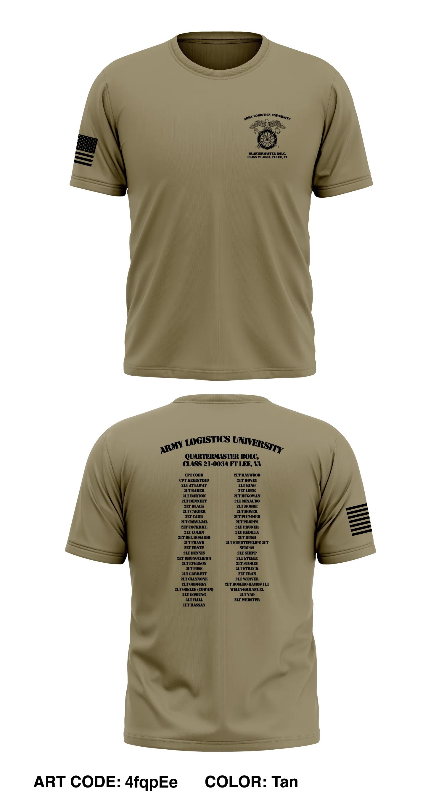 Army Logistics University - Quartermaster BOLC, Class 21-003A FT Lee, VA Store 1  Core Men's SS Performance Tee - 4fqpEe