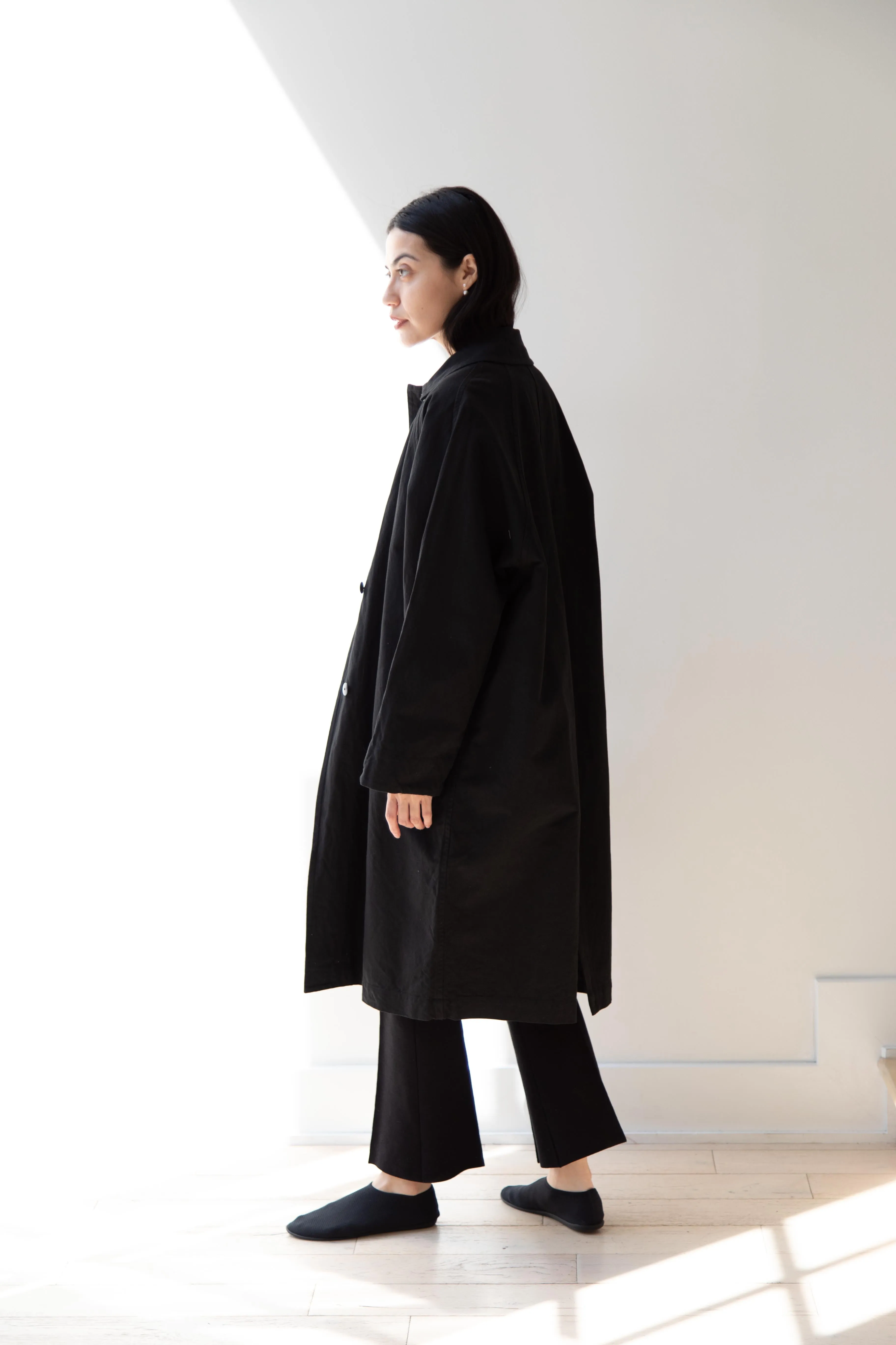 Arts & Science | Bal Collar Coat in Black Cotton Linen