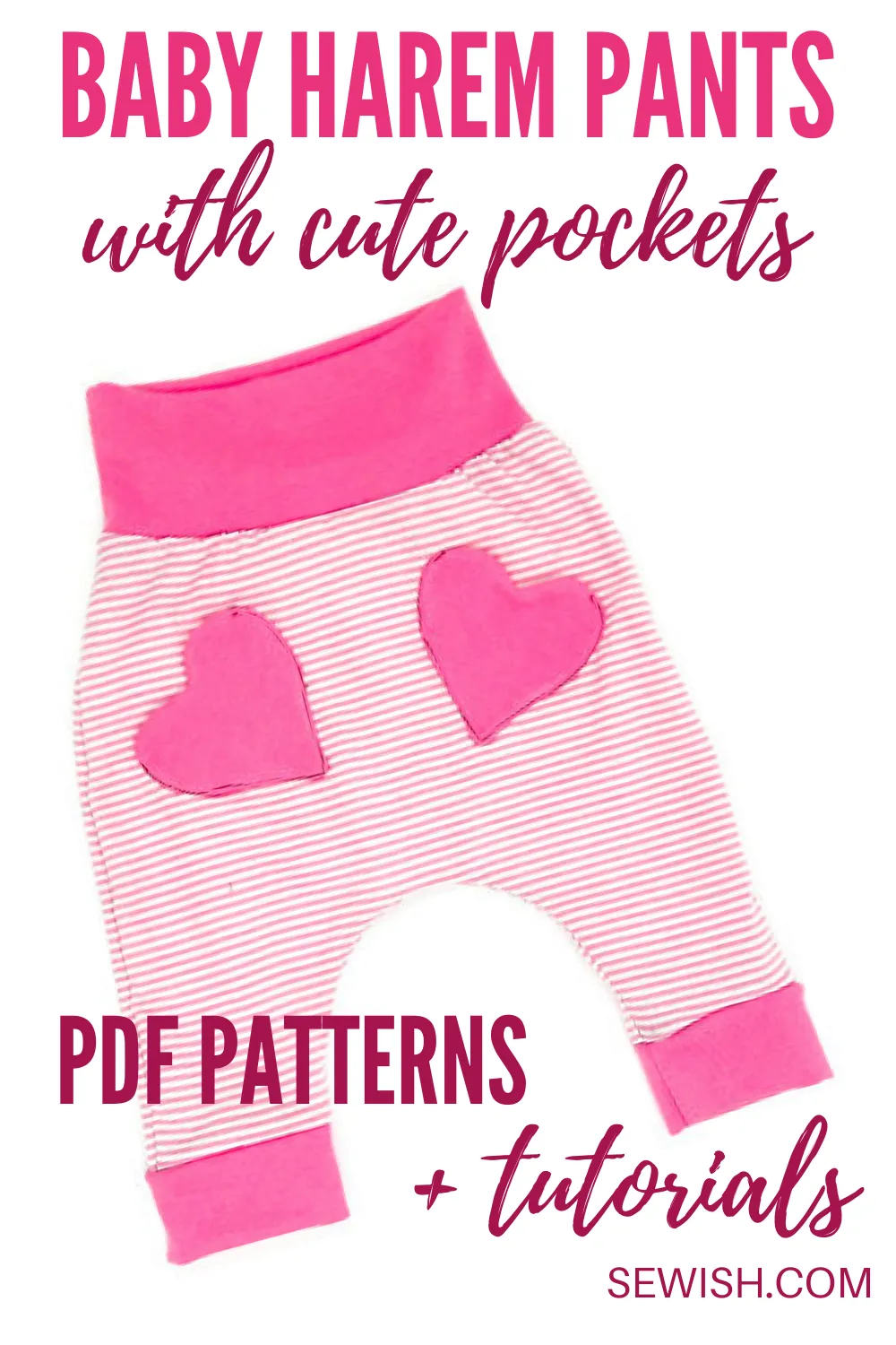 Baby Harem Pants with Pockets Sewing Patterns. Sizes 0 Month-6 YEARS