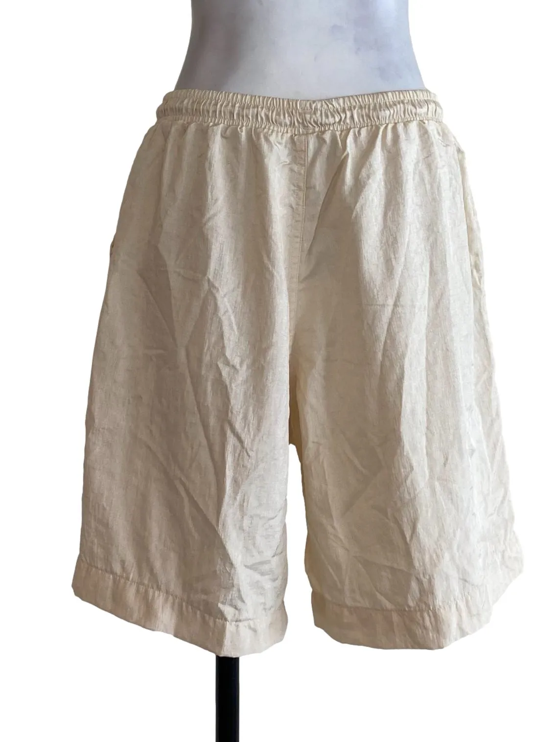 Beige Windowpane Shorts