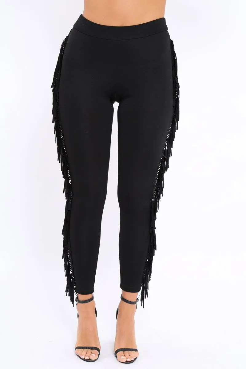 Black Fringe Leggings - Rosaleen