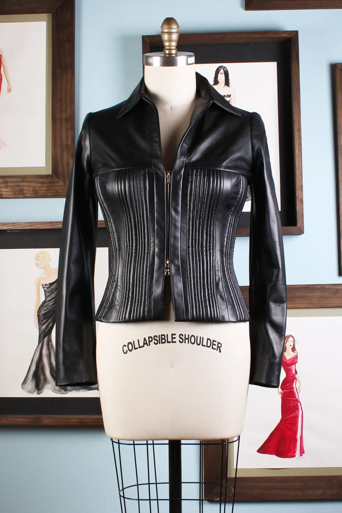 Black Seamed Leather Jacket
