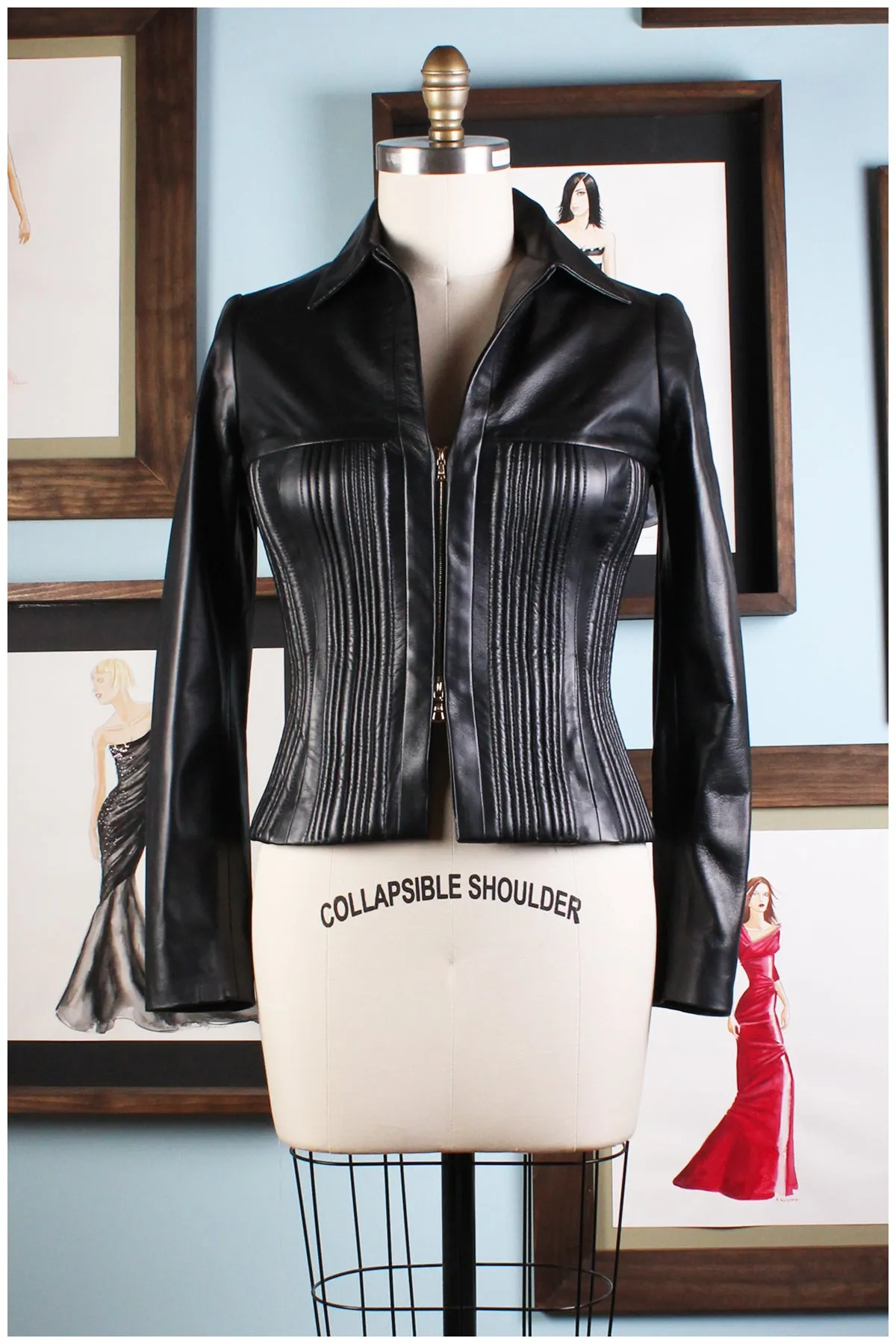 Black Seamed Leather Jacket