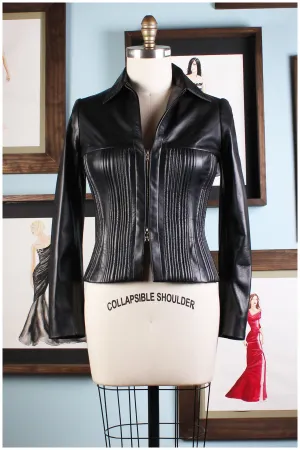 Black Seamed Leather Jacket