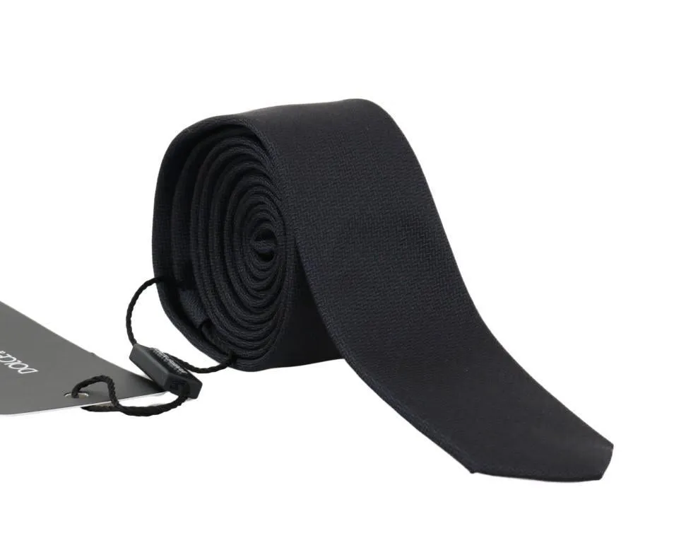 Blue Silk Patterned Slim Tie