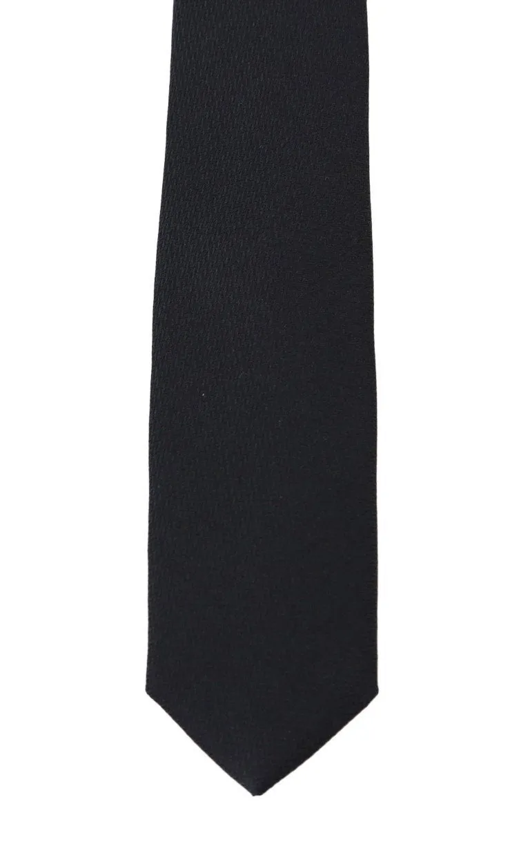 Blue Silk Patterned Slim Tie