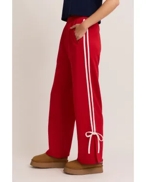 Bow Detail Track Pants in Red
