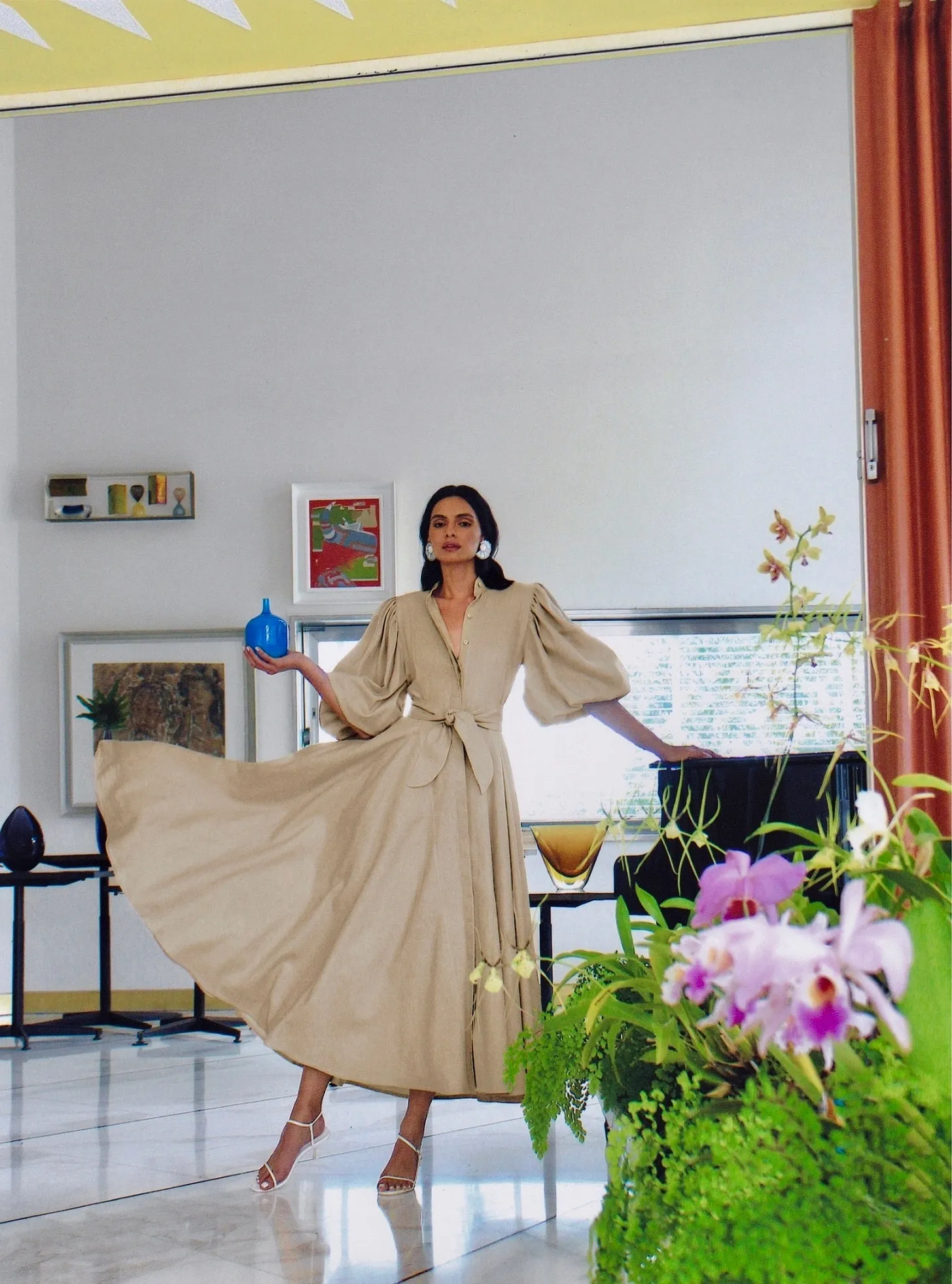 BROMELIA DRESS IN KHAKI