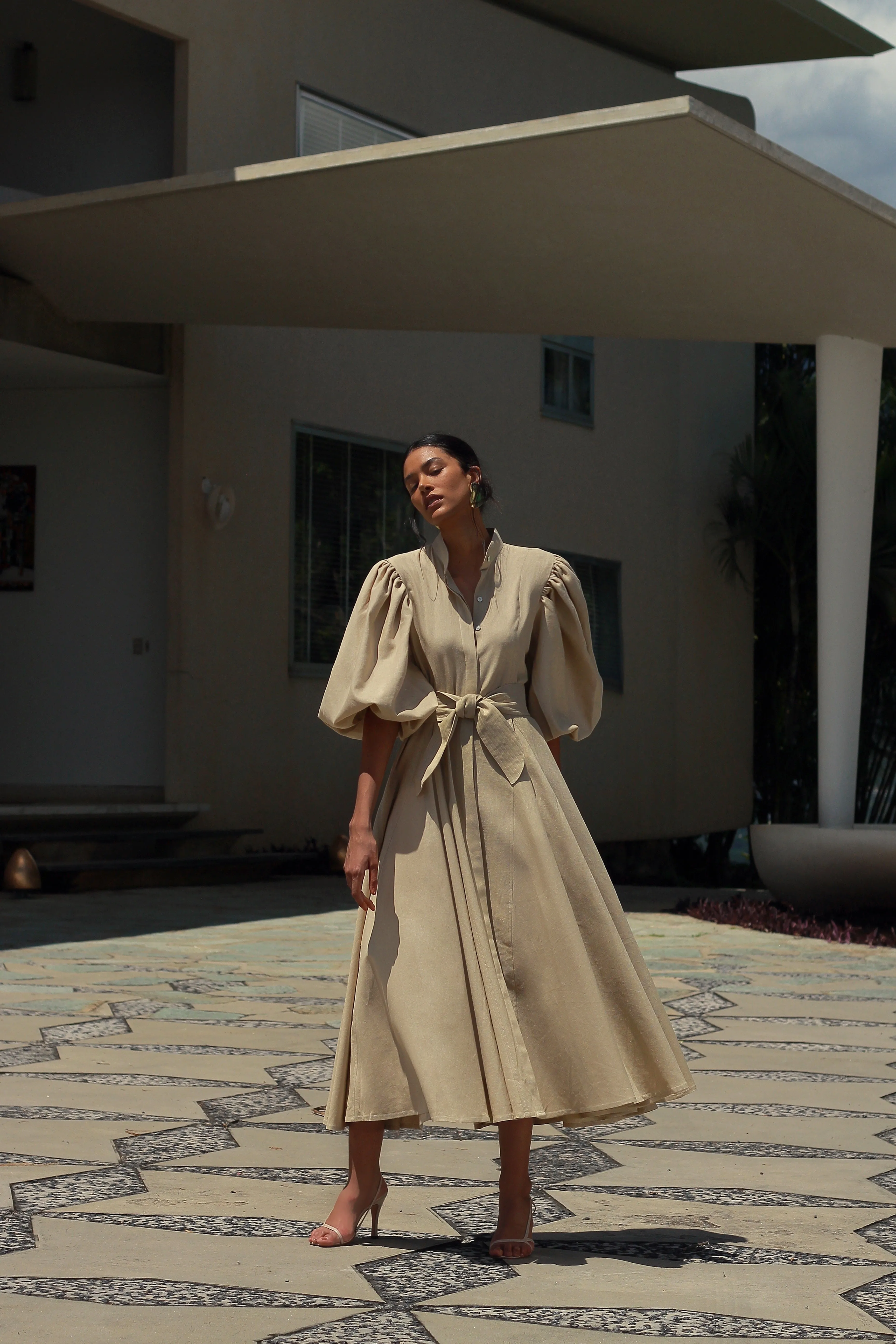BROMELIA DRESS IN KHAKI