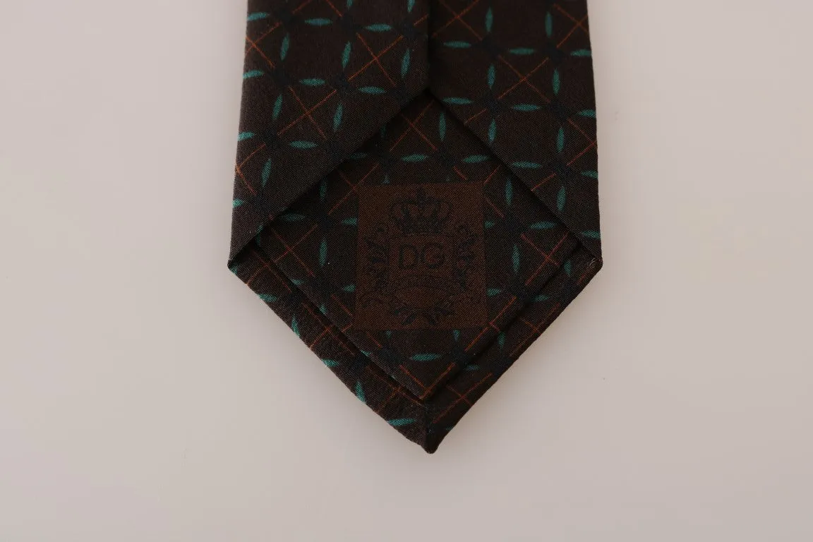 Brown Silk Patterned Classic Tie