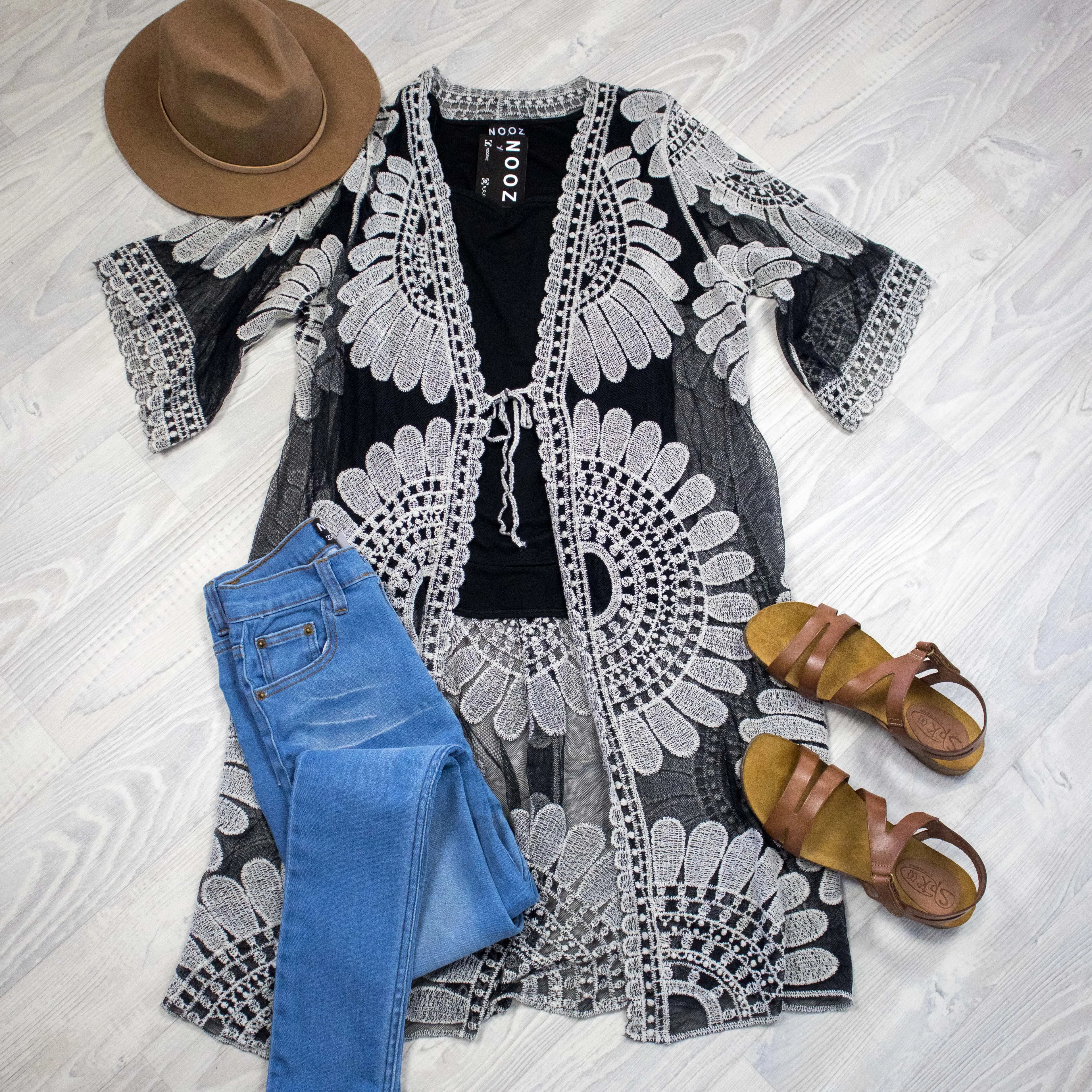 B/W Tatiana Embroidered Cardi
