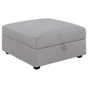 Cambria Square Upholstered Storage Ottoman Grey