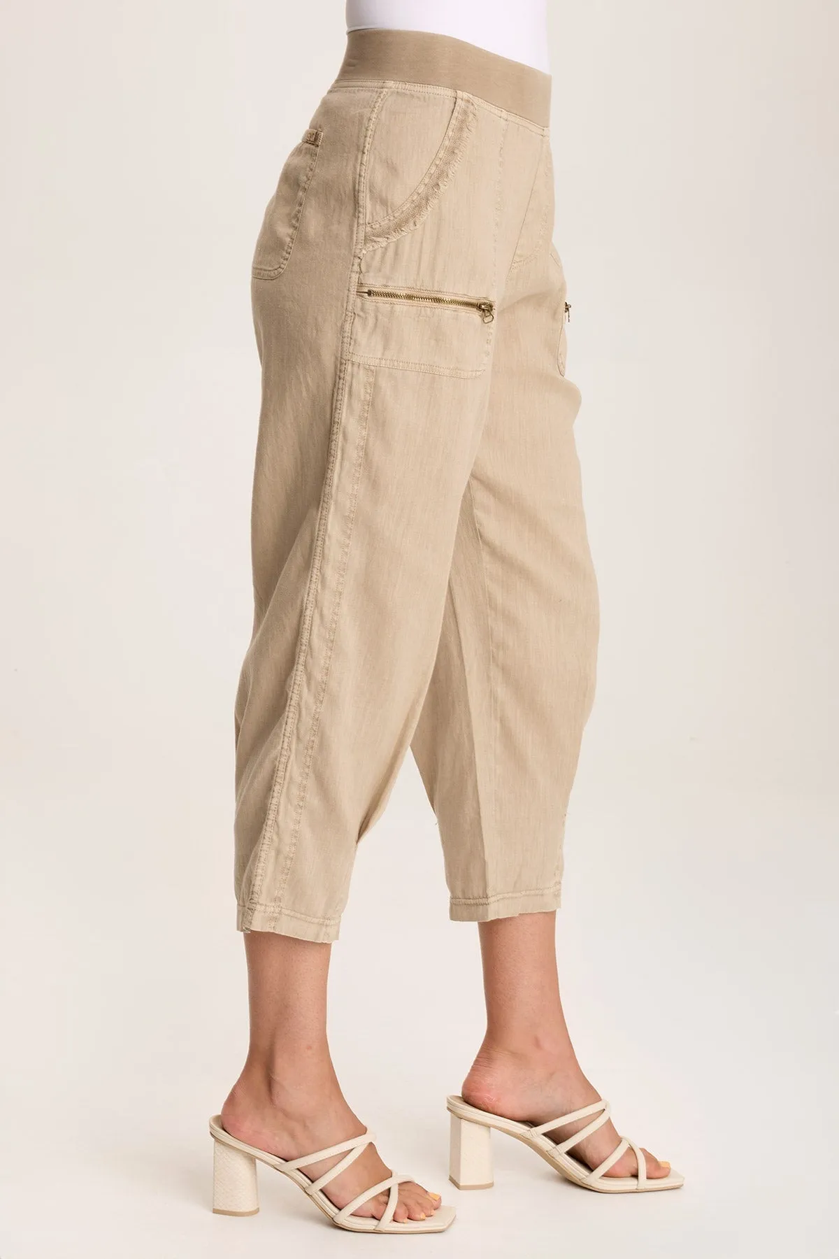 Camden Linen Tapered Crop Pant