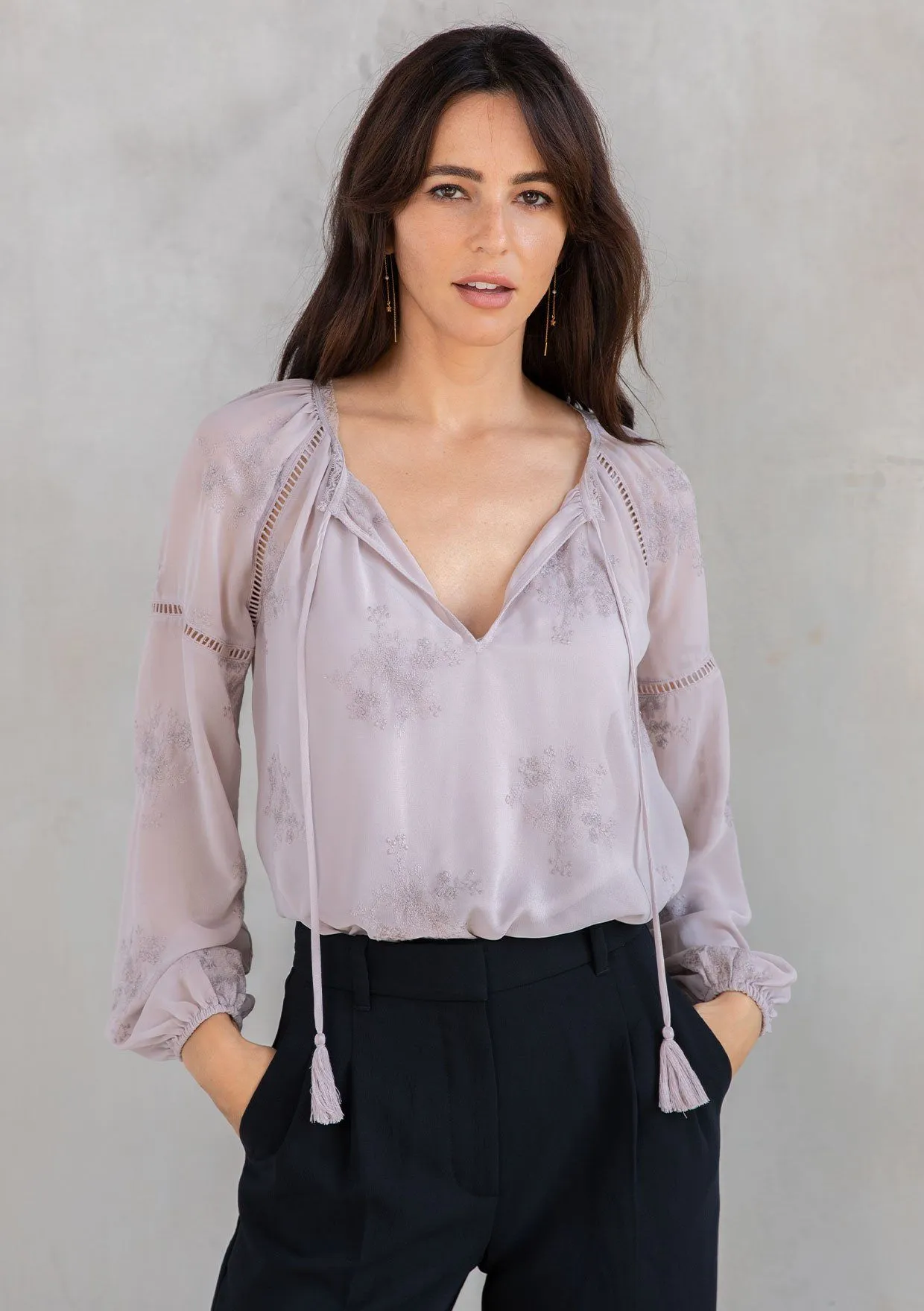 Cameron Embroidered Chiffon Blouse