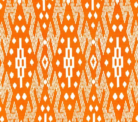 China Seas Fabric: Andros Batik - Custom Orange on Tinted Belgian Linen / Cotton
