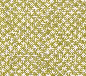 China Seas Fabric: Balinese Star - Custom New Green on Cream Linen