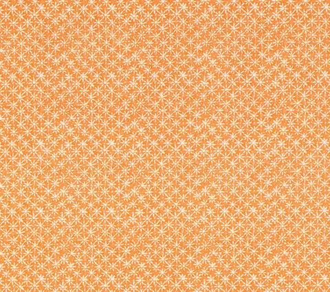 China Seas Fabric: Balinese Star - Custom Orange / Cream on White 100% Linen