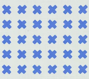 China Seas Fabric: Cross Check - Custom Sky Blue on Tan 100% Linen