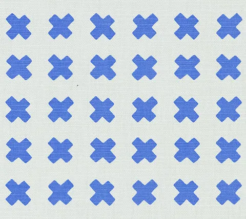 China Seas Fabric: Cross Check - Custom Sky Blue on Tan 100% Linen