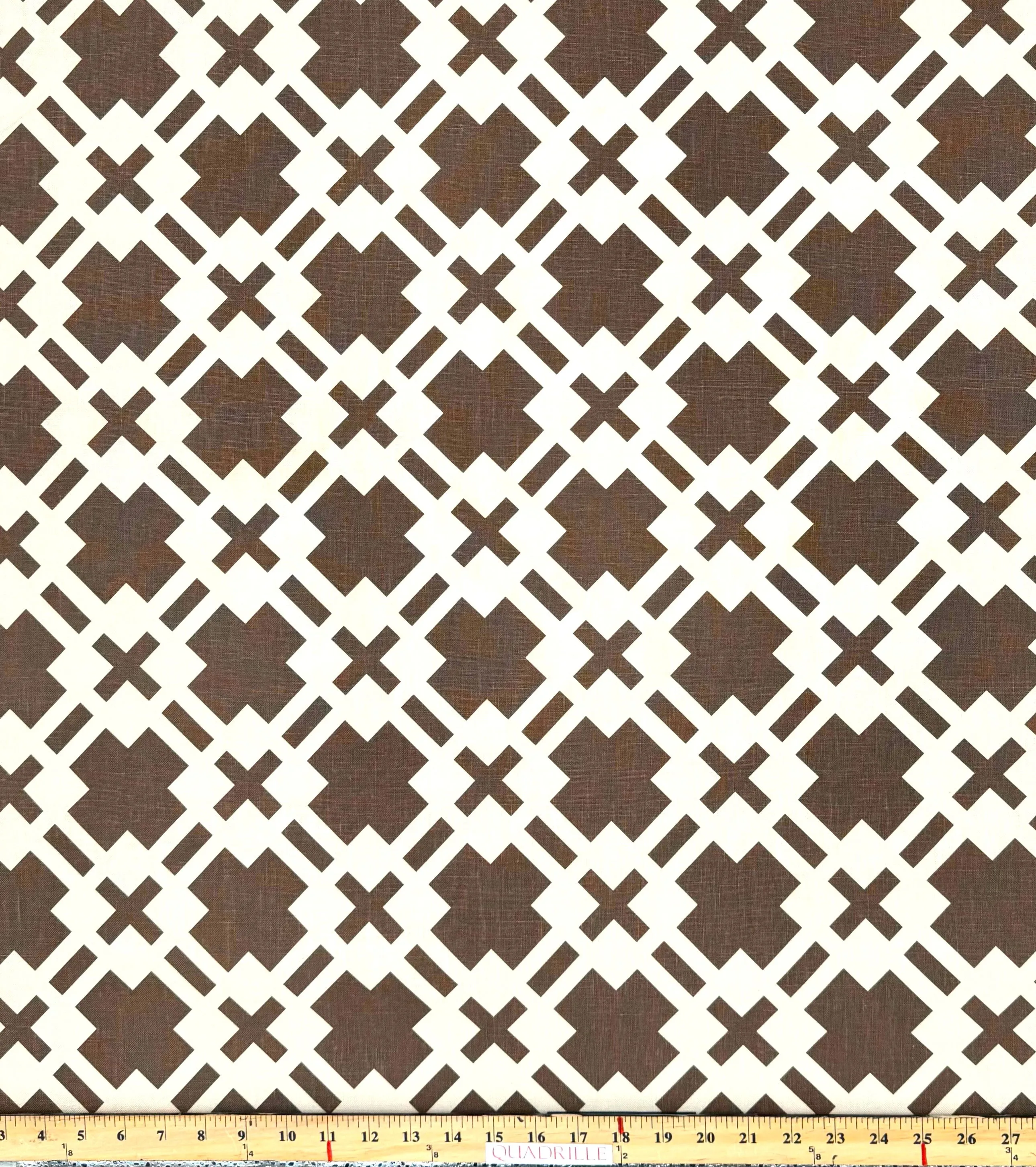 China Seas Fabric: Donovan - Custom Brown on Tan 100% Linen