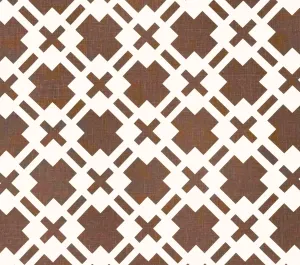 China Seas Fabric: Donovan - Custom Brown on Tan 100% Linen