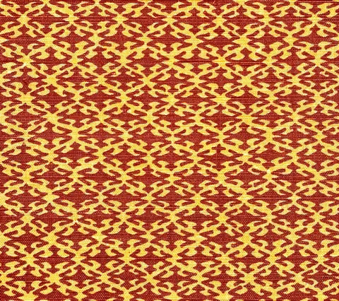 China Seas Fabric: Izmir - Cinnabar / Gold on Belgian Linen / Cotton