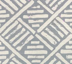 China Seas Fabric: Macoco Reverse - Custom Bali Blue on White Belgian Linen / Cotton