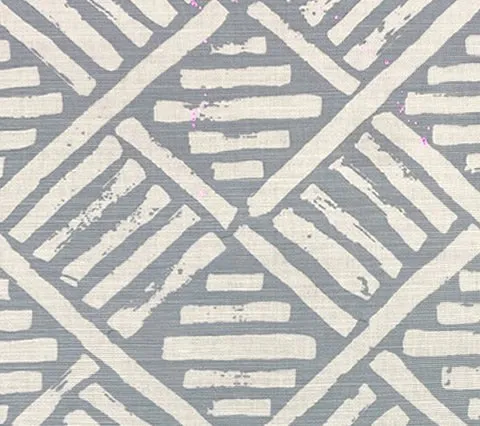 China Seas Fabric: Macoco Reverse - Custom Bali Blue on White Belgian Linen / Cotton