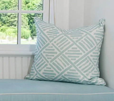 China Seas Fabric: Macoco Reverse - Custom Bali Blue on White Belgian Linen / Cotton